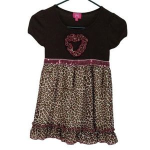 Pinky Girls Brown Leopard Print Blouse‎ Shirt Size 12